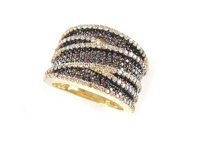10K Yellow Gold Fancy Coloured C/Z Multi Layer Ring 10K Yellow Gold Fancy Coloured C/Z Multi Layer Ring