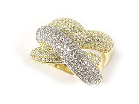 10K Yellow Gold Fancy Multi Layer Loop Ring C/Z