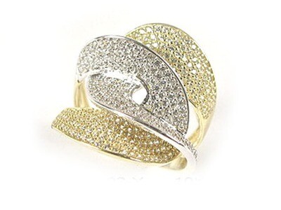 10K Yellow Gold Fancy Multi Layer Ring C/Z 10K Yellow Gold Fancy Multi Layer Ring C/Z