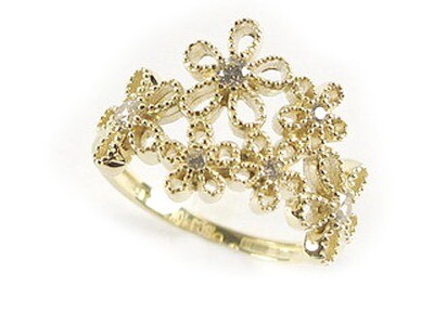 10K Yellow Gold Multi Flower Ring C/Z 10K Yellow Gold Multi Flower Ring C/Z