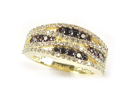 10K Yellow Gold Multi Layer Coloured C.Z Ring