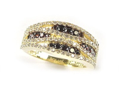 10K Yellow Gold Multi Layer Coloured C.Z Ring 10K Yellow Gold Multi Layer Coloured C.Z Ring