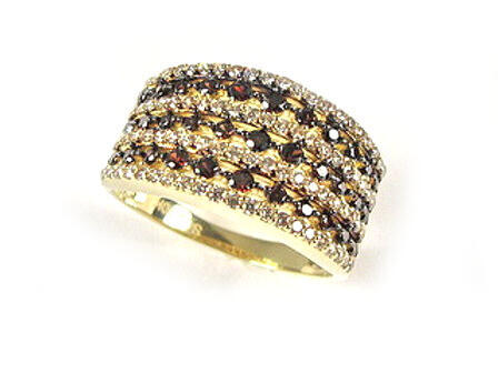 10K Yellow Gold Multi Layer Coloured C.Z Ring