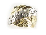 10K Yellow &amp; White Gold Shimmer Cut Multi Loop Layer Ring