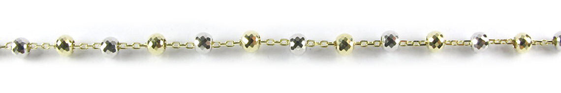 10K Yellow &amp; White Gold Simple Ball Link Ball Bracelet