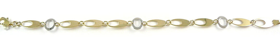 10K Yellow &amp; White Gold Fancy Link Bracelet