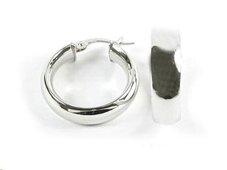 10K White Gold Polished Hoop Earrings