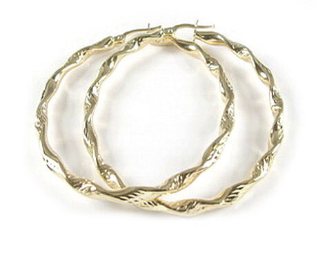 10K Yellow Gold Twisted Hoop Earrings