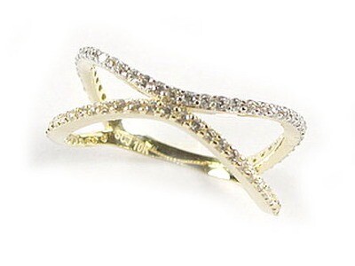 10K Yellow Gold Half Loop Ring C/Z 10K Yellow Gold Half Loop Ring C/Z