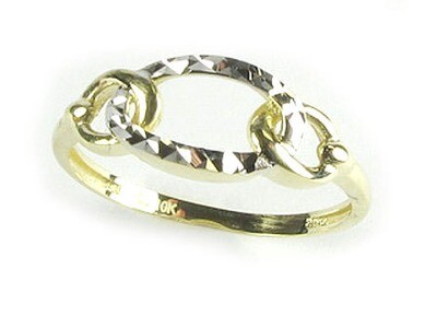 10K Yellow & White Gold Shimmer Cut Linked Ring 10K Yellow & White Gold Shimmer Cut Linked Ring