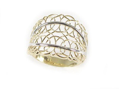 10K Yellow & White Gold Linked Ring 10K Yellow & White Gold Linked Ring