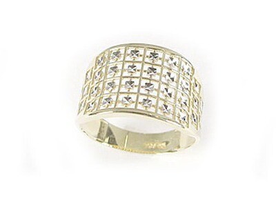 10K Yellow &amp; White Gold Diamond Cut Multi Square Ring