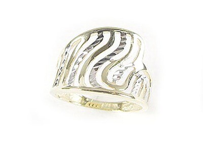 10K Yellow & White Gold Shimmer Cut Swirls Ring 10K Yellow & White Gold Shimmer Cut Swirls Ring