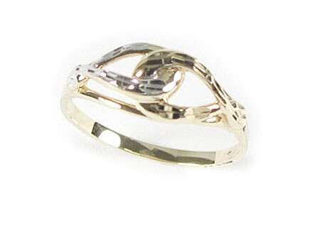 10K Yellow & White Gold Shimmer Cut Looped Ring 10K Yellow & White Gold Shimmer Cut Looped Ring
