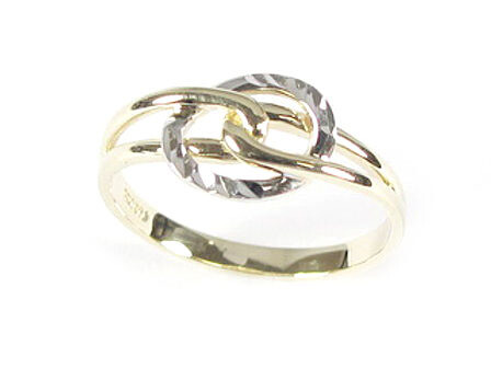 10K Yellow &amp; White Gold Diamond Cut Looped Ring