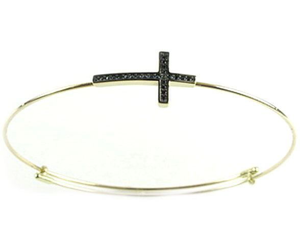 10K Yellow Gold Cross Bangle Bracelet C/Z 10K Yellow Gold Cross Bangle Bracelet C/Z