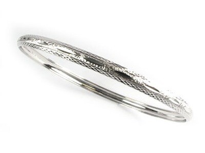 10K White Gold Grooved Bangle Bracelet 10K White Gold Grooved Bangle Bracelet