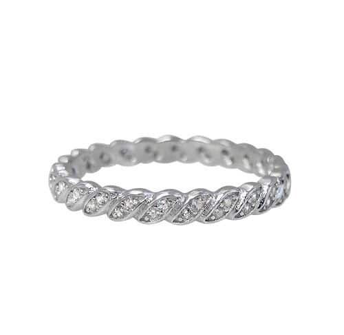 Sterling Silver With Rhodium, Cubic Zirconia Eternity Ring, 3mm Width