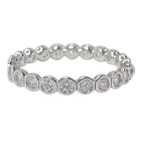 Sterling Silver With Rhodium, Cubic Zirconia Eternity Ring, 3mm Width