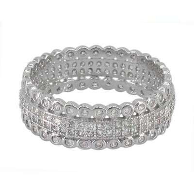 Sterling Silver With Rhodium, Cubic Zirconia Eternity Ring, 7mm Width