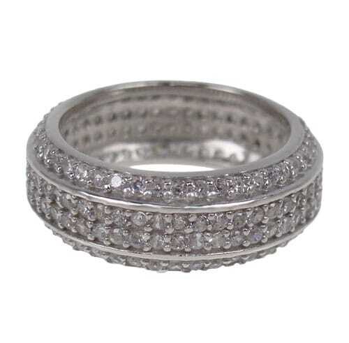 Sterling Silver With Rhodium, Cubic Zirconia Eternity Ring, 7mm Width