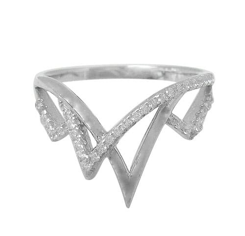 Sterling Silver With Rhodium Cubic Zirconia Ring, 14mm Width
