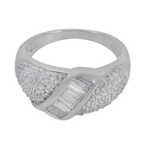 Sterling Silver With Rhodium Cubic Zirconia Ring, 11mm Width
