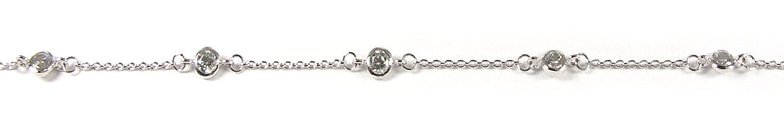 10K Fancy Stone Link White Gold Bracelet C.Z