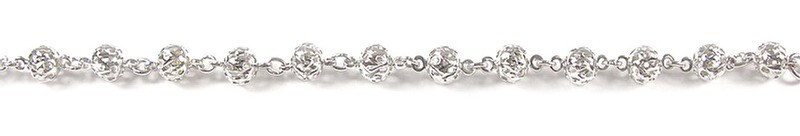 10K Fancy Circle Link Diamond Cut White Gold Bracelet