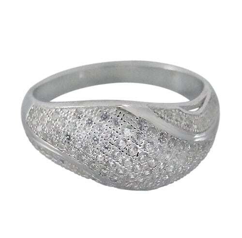 Sterling Silver With Rhodium Cubic Zirconia Ring, 9mm Width