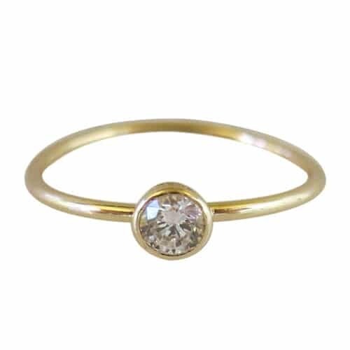 Sterling Silver With Gold, Stackable Ring With 5mm Cubic Zirconia