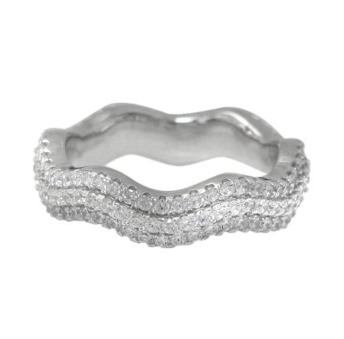 Sterling Silver With Rhodium, Cubic Zirconia Eternity Ring, 5mm Width
