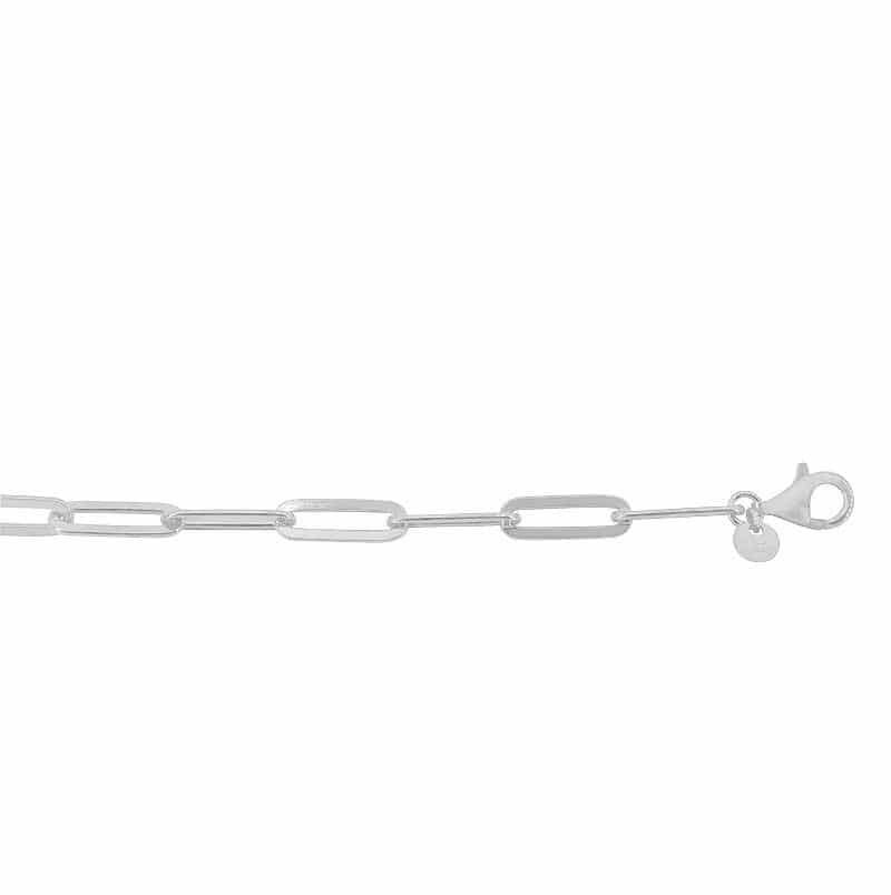 Sterling Silver Anklet, 3mm Flat Paperclip Link