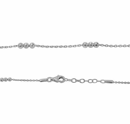 Sterling Silver Anklet,  2.5mm Diamond Cut Ball Bead