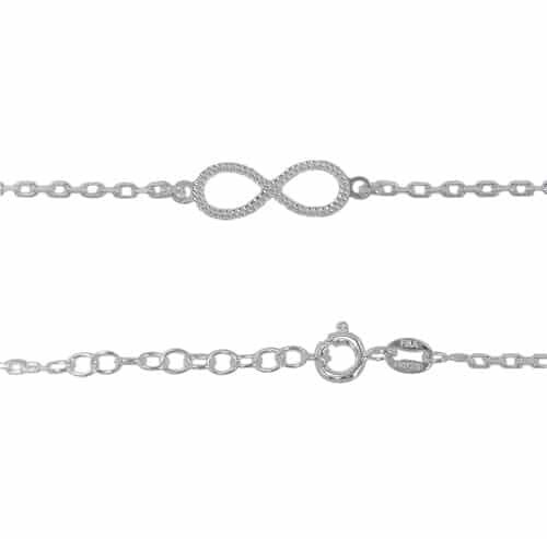Sterling Silver Anklet, 7X17mm Infinity Charm