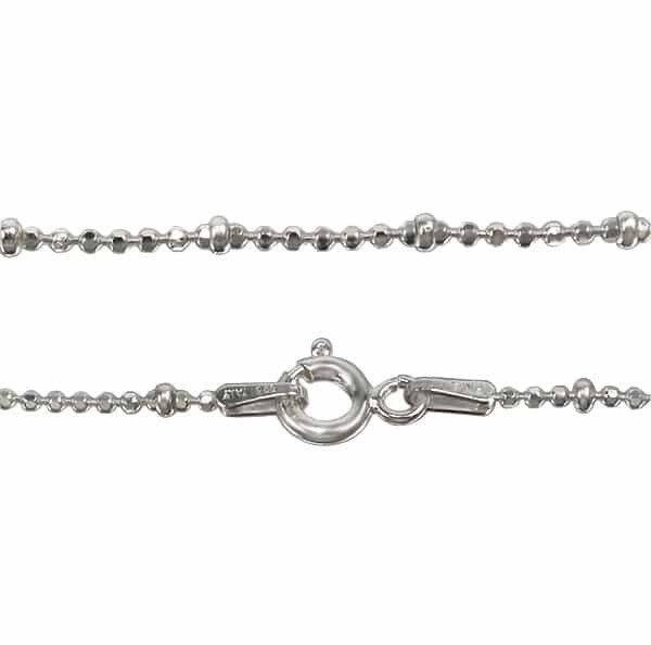 Sterling Silver Anklet, Diamond Cut Bead With 2mm Rondelle Bead