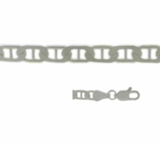 Sterling Silver Anklet, 3.7mm Flat Marine (Gucci) Link
