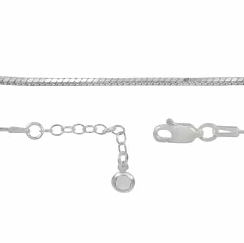 Sterling Silver Anklet, 8 Sided Snake Link