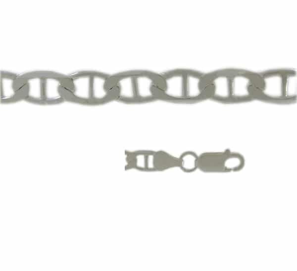 Sterling Silver Anklet, 3.6mm Extra Flat Marine (Gucci) Link