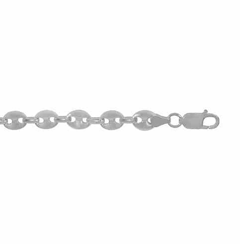 Sterling Silver Anklet, 4.1mm Puffy(Solid) Marine (Gucci) Link