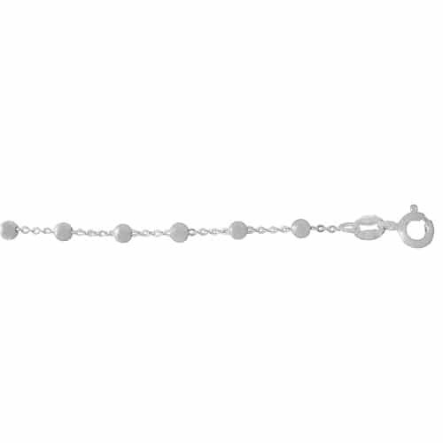 Sterling Silver Anklet, 3mm Ball Bead With Flat Oval Link