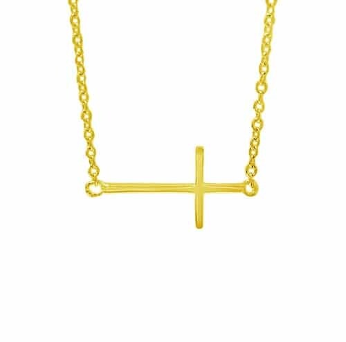 Sterling Silver With Rhodium, Sideways Cross (22X14mm) Charm