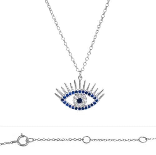 Sterling Silver With Rhodium, Evil Eye (13X20mm) Charm