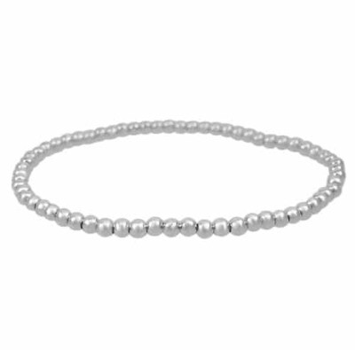 Sterling Silver, Elastic Bracelet With 4mm Ball Beads