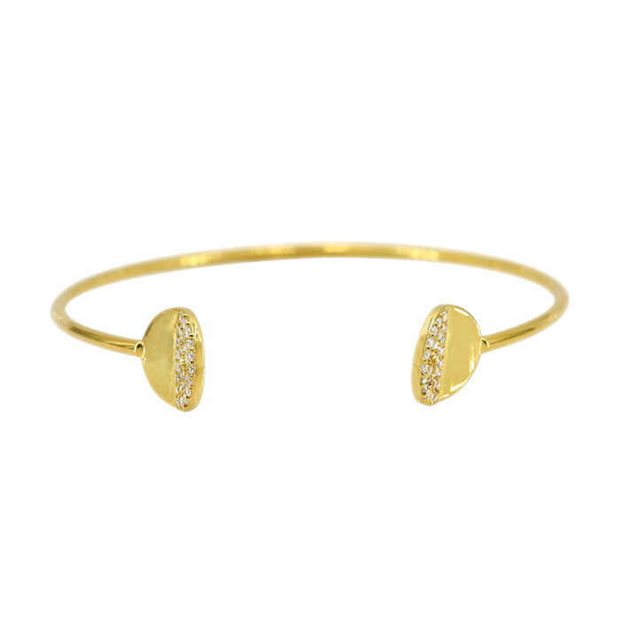 Sterling Silver With Gold, Adjustable 2mm Wire Bracelet With Cubic Zirconia