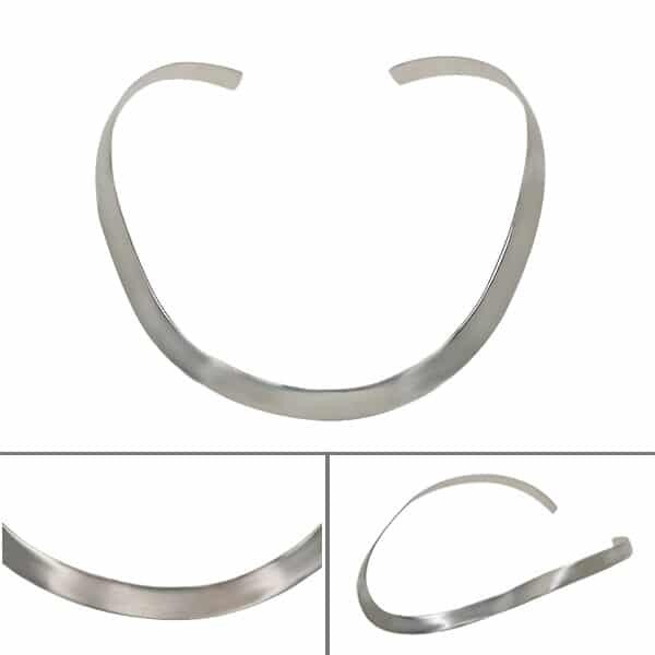 Sterling Silver, Smooth, Flat Oval Shape Choker. Approx Size: 6mm Width