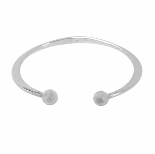 Sterling Silver Cuff Bangle Double Ball Bead. Approx Ball Bead Size: 8mm Diameter