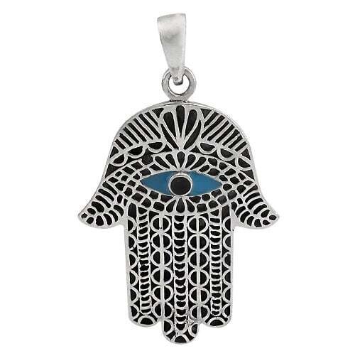 Sterling Silver, 32X26mm Hamsa Pendant