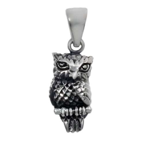 Sterling Silver, Fancy Style, Puffy Owl Pendant. Approx Size: 15mm L X 8mm W