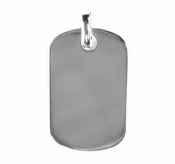 Sterling Silver, Smooth Plain Dog Tag. Approx Pendant Size: 30mm L X 18mm W X 1mm T